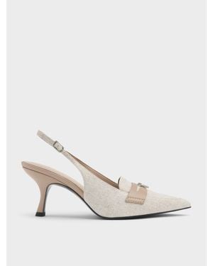 Charles & Keith Griselda Two-Tone Slingback Pumps - White