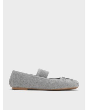 Charles & Keith Winona Felt Mary Jane Flats - Grey