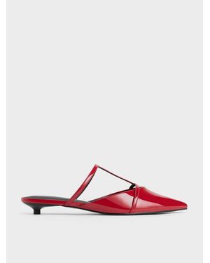 Charles & Keith Clara T-Steg-Pantoletten Mit Spitzer Zehenpartie - Rot
