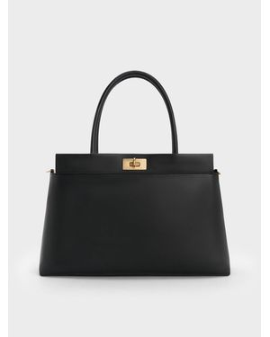 Charles & Keith Lennie Top Handle Satchel Bag - Black