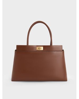 Charles & Keith Lennie Top Handle Satchel Bag - Brown
