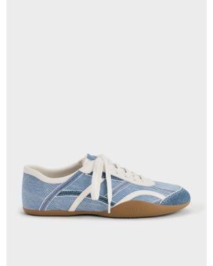 Charles & Keith Sneaker Aus Denim & Leder - Blau