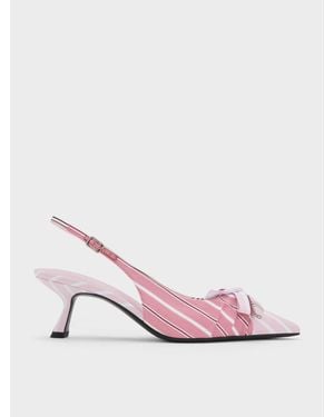 Charles & Keith Gestreifte Slingback-Pumps Mit Knotenschleife - Pink