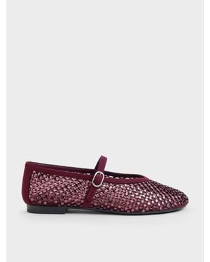 Charles & Keith Maggie Mary Janes Aus Mesh Mit Kristallen - Lila