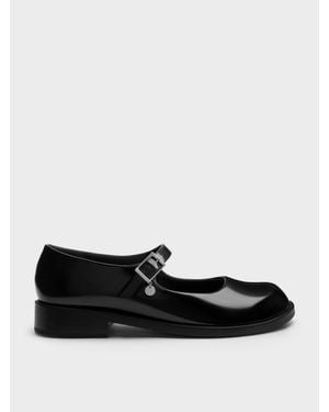 Charles & Keith Circle-Charm Buckled Mary Janes - Black