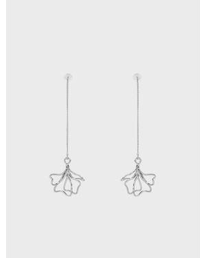 Charles & Keith Fernley Flower Chain Drop Earrings - White