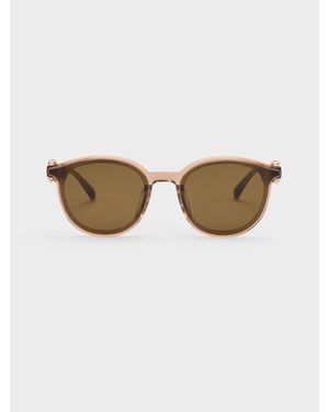 Charles & Keith Ciara Heart-Motif Sunglasses - Natural