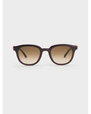 Charles & Keith Roux Crystal Square Sunglasses - Natural