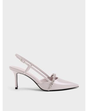 Charles & Keith Slingback-Pumps Mit Kristallen - Weiß