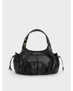 Charles & Keith Mini Sac Cabas Lillith À Cordon De Serrage - Noir