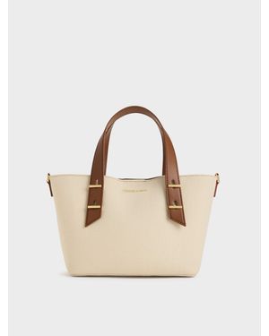 Charles & Keith Mini Sac Cabas Shania En Toile - Neutre