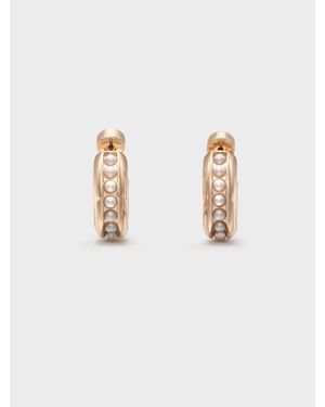 Charles & Keith Pearl Open-Hoop Earrings - White