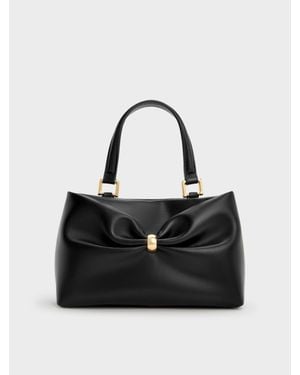 Charles & Keith Halsey Ruched Top Handle Bag - Black