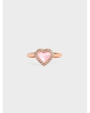Charles & Keith Annalise Kristall-Herzsteinring - Pink