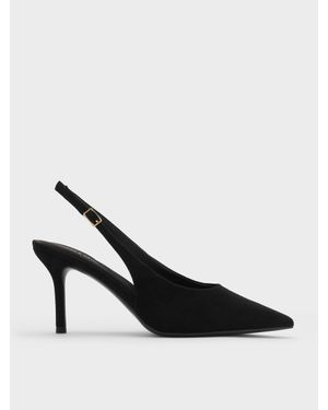 Charles & Keith Emelia Faux Suede Slingback Pumps - Black