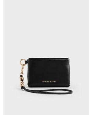 Charles & Keith Zephyr Metallic-Accent Wristlet - Black