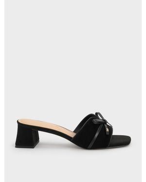 Charles & Keith Mules Aus Leder Und Wildleder Mit Schleife - Schwarz