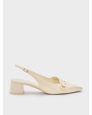 Charles & Keith Marie Slingback-Pumps Mit Perlen - Natur
