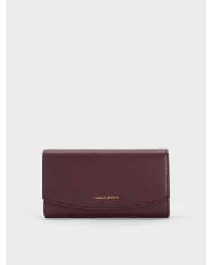 Charles & Keith Briony Curved Flap Long Wallet - Purple
