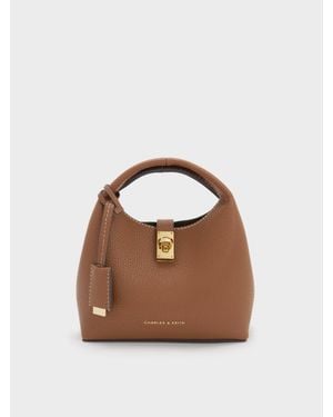 Charles & Keith Mini Chance Bucket Bag Mit Drehverschluss - Braun