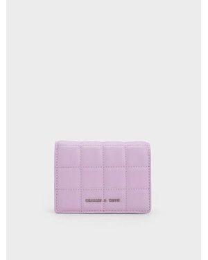 Charles & Keith Quilted Mini Short Wallet - Purple