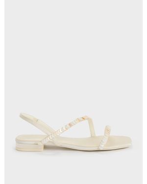 Charles & Keith Briella Flache Riemchensandalen Mit Pailletten - Natur