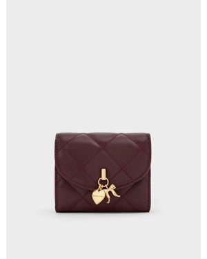 Charles & Keith Arrietty Quilted Curved-Flap Wallet - Purple
