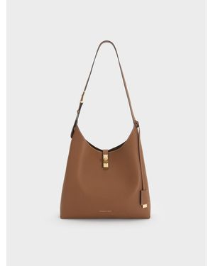 Charles & Keith Chance Hobo Bag Mit Drehverschluss - Weiß