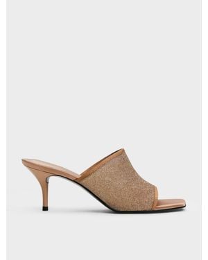 Charles & Keith Mules Mit Absatz Aus Mesh Mit Glitzer - Weiß