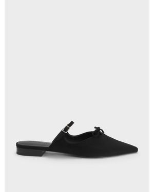 Charles & Keith Faux Suede Bow Mary Jane Mules - Black