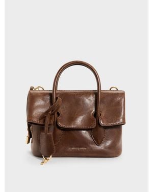 Charles & Keith Aveline Crossbody-Tasche Mit Überschlag - Braun