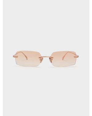 Charles & Keith Easton Rimless Rectangular Sunglasses - Natural