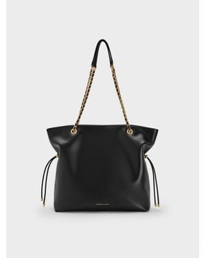 Charles & Keith Sac Cabas À Double Poignée Et Lanière Tressée Arya - Black