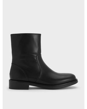 Charles & Keith Side-Zip Ankle Boots - Black