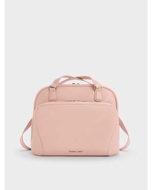 Charles & Keith Nelly Boxy Backpack - Pink