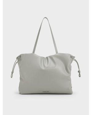 Charles & Keith Bethel Ruched Drawstring Tote Bag - Grey