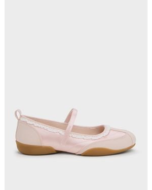 Charles & Keith Louise Mary Jane Sneakers Mit Spitzenbesatz - Pink