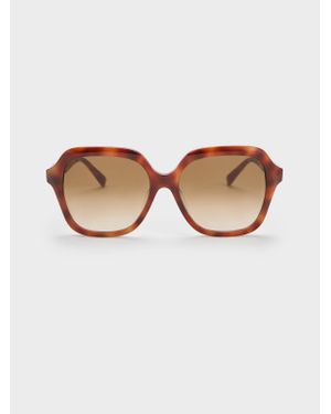 Charles & Keith Tortoiseshell Recycled Acetate Wide-square Sunglasses - Natural