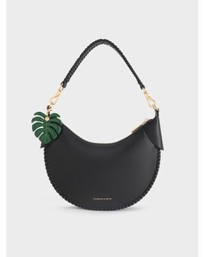 Charles & Keith Blume Geschwungene Hobo-Bag Mit Flechthenkel - Schwarz