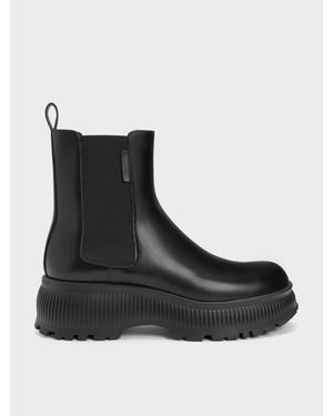 Charles & Keith Darra Ridged-Sole Ankle Boots - Black