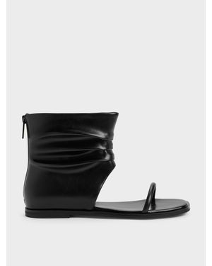 Charles & Keith Joplin Geraffte Boot-Sandalen - Schwarz