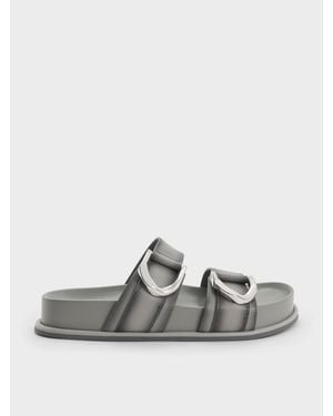 Charles & Keith Gabine Leder-Sandalen Mit Farbverlauf Und Schnallen - Grau