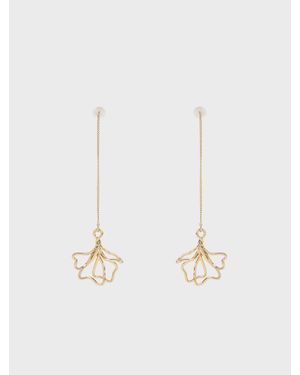 Charles & Keith Fernley Flower Chain Drop Earrings - White