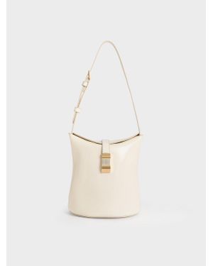 Charles & Keith Wisteria Belted Bucket Bag - White