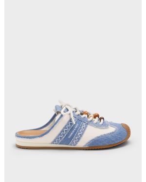 Charles & Keith Slip-On-Sneaker Aus Denim & Leder - Blau