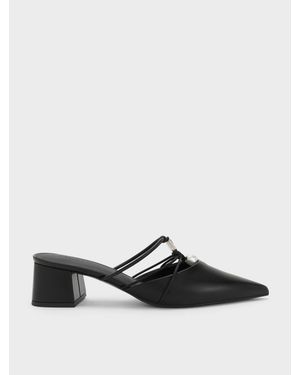 Charles & Keith Georgie Bead Pointed Mules - White