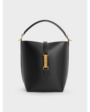 Charles & Keith Cesia Beuteltasche Mit Metallic-Akzent - Schwarz