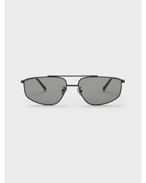 Charles & Keith Elowyn Metal-Rim Aviator Sunglasses - Grey