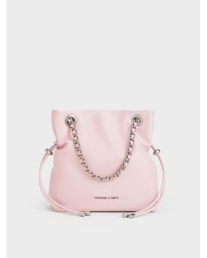 Charles & Keith Arya Braided-Strap Double-Handle Crossbody Bag - Pink