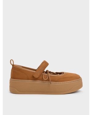 Charles & Keith Mary Jane Platform-Sneaker Aus Wildlederimitat - Braun